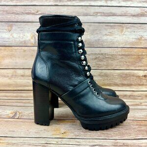 Vince Camuto Womens Black Lace Up Platform Leather Ermania Ankle Boots 5.5M
